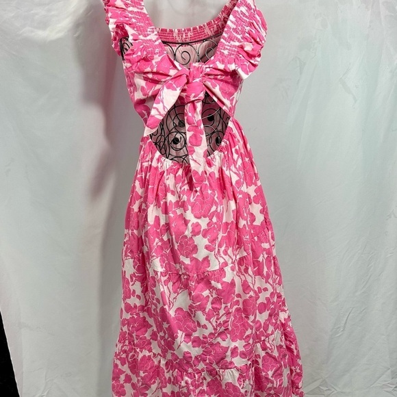 English Factory pink floral open back maxi dress size L - Picture 7 of 10